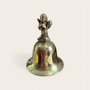 Vintage Angel-Top Brass Hand Bell Silver Plated